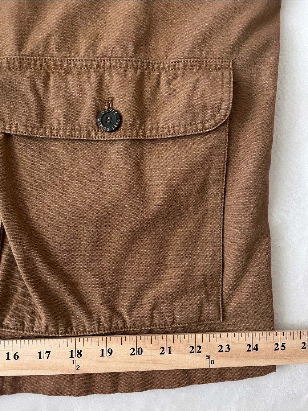 Orvis Heritage Canvas Barn Coat with Dark Brown Corduroy Collar & Plaid Lining - Picture 11 of 16